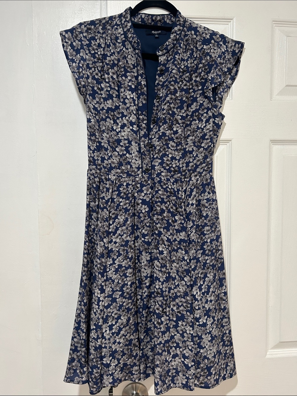 Madewell Navy Floral Midi Dress